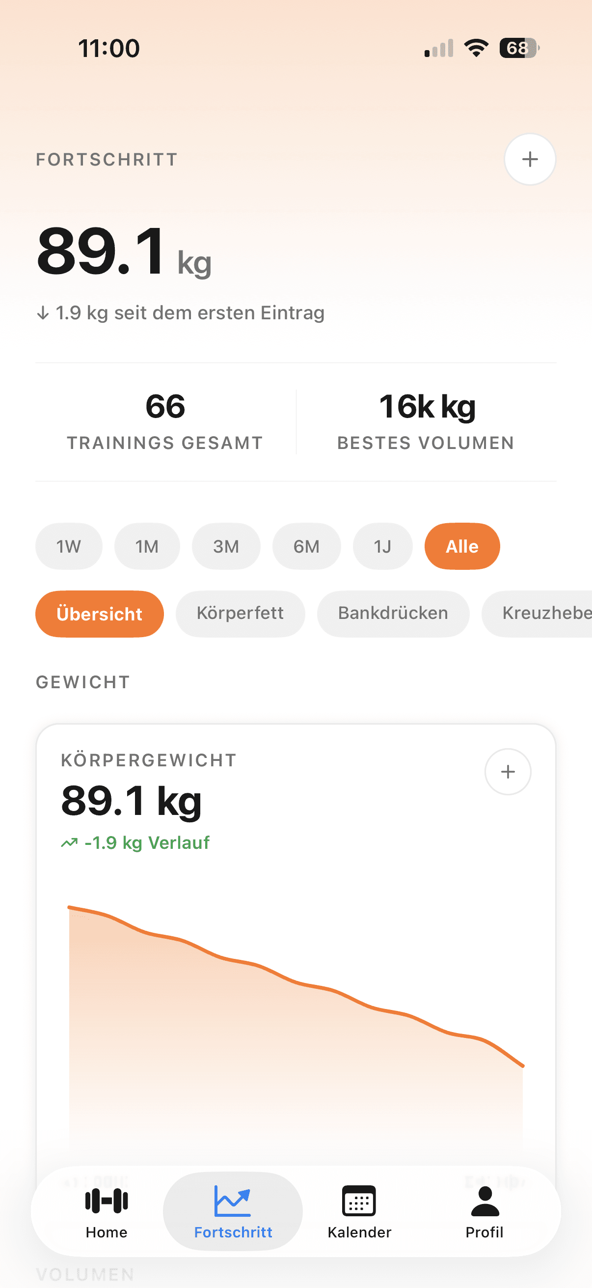 Gymli Kunden-App: Trainingsplan auf dem Smartphone